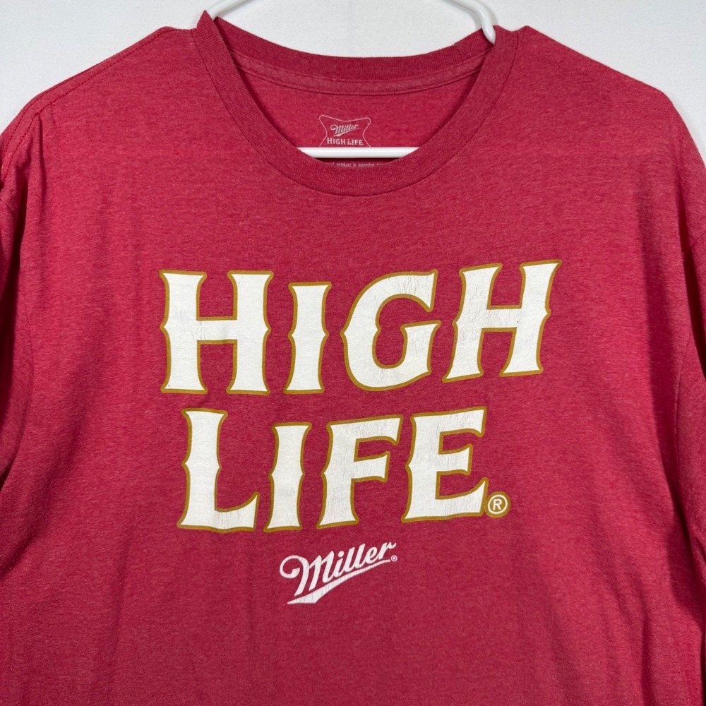 Miller High Life Graphic T-Shirt Beer Logo Short‎ Sleeve Mens Sz XL